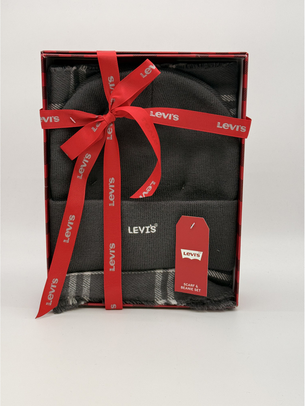 Levi's Gray Scarf and Beanie Set Gift Box